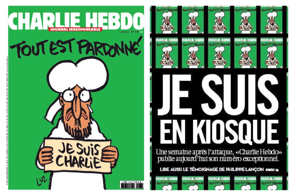 Mahomet, UNE Charlie Hebdo, Numero d'après, Larme Tout est pardonné, je suis Charlie