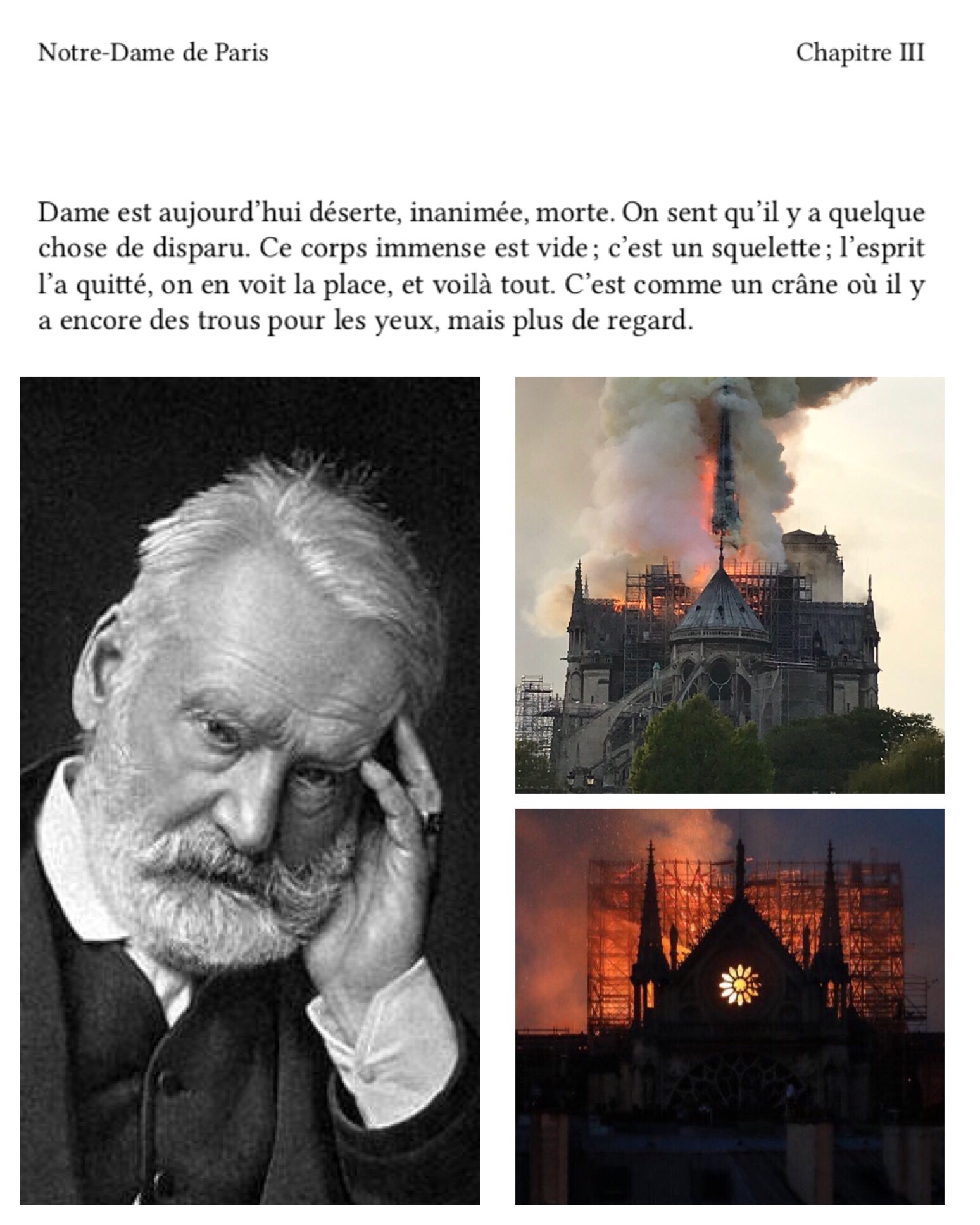 Notre-Dame de Paris Incendie Victor Hugo